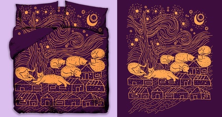 Starry Cats Lazy Night